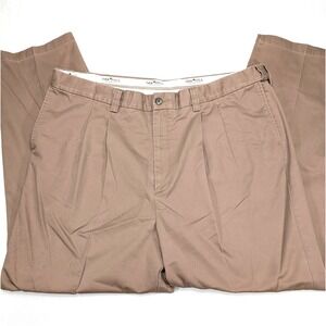 Oak Hill‎ Mens Pleated Khaki Pants 46x34 Cotton Classic Fit Casual Trousers
